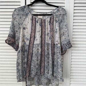 Knox Rose Blue and Pink Patterned Blouse